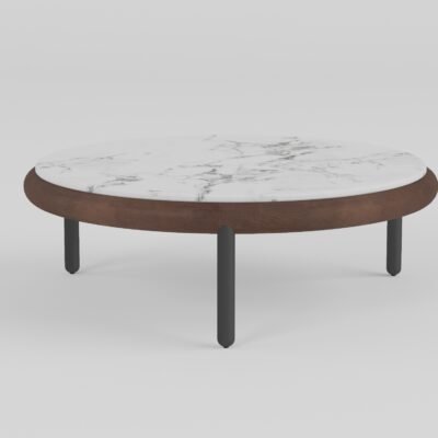 Large coffee table in soaring cloud white finish, front view