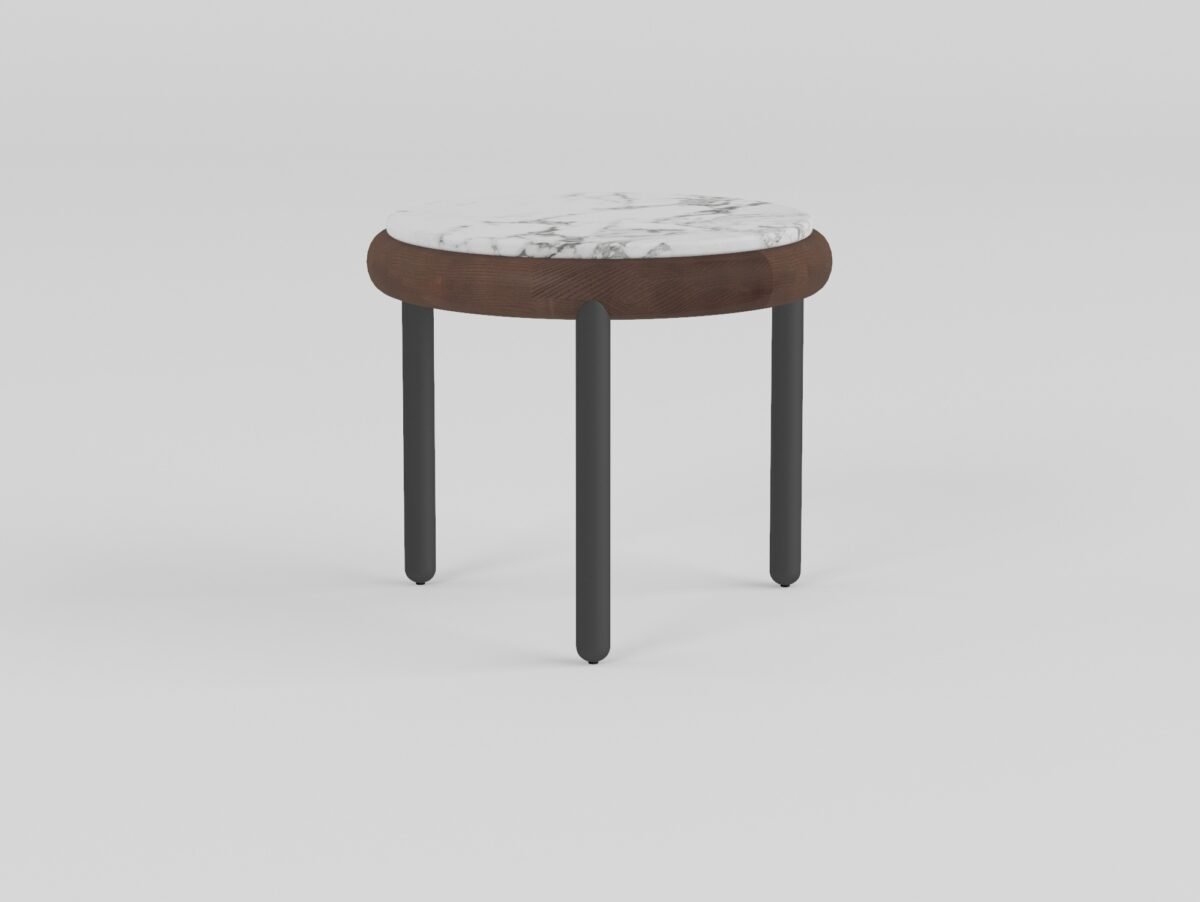 Small coffee table in soaring cloud white finish, front view