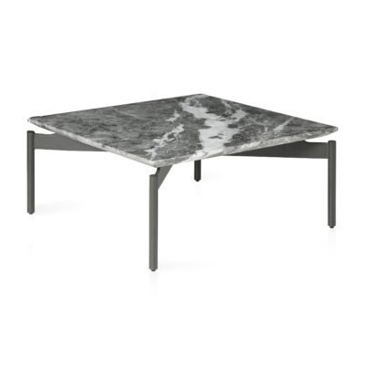 Coffee table in jazz white finish, side view