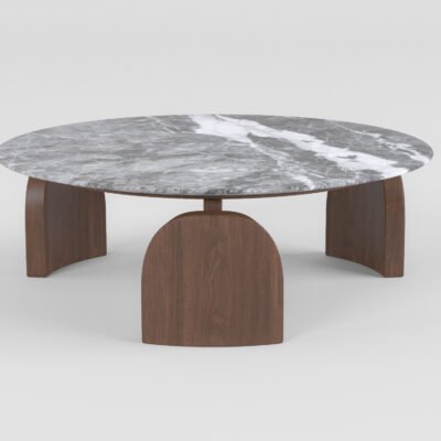Coffee table in misty rain grey finish, front view