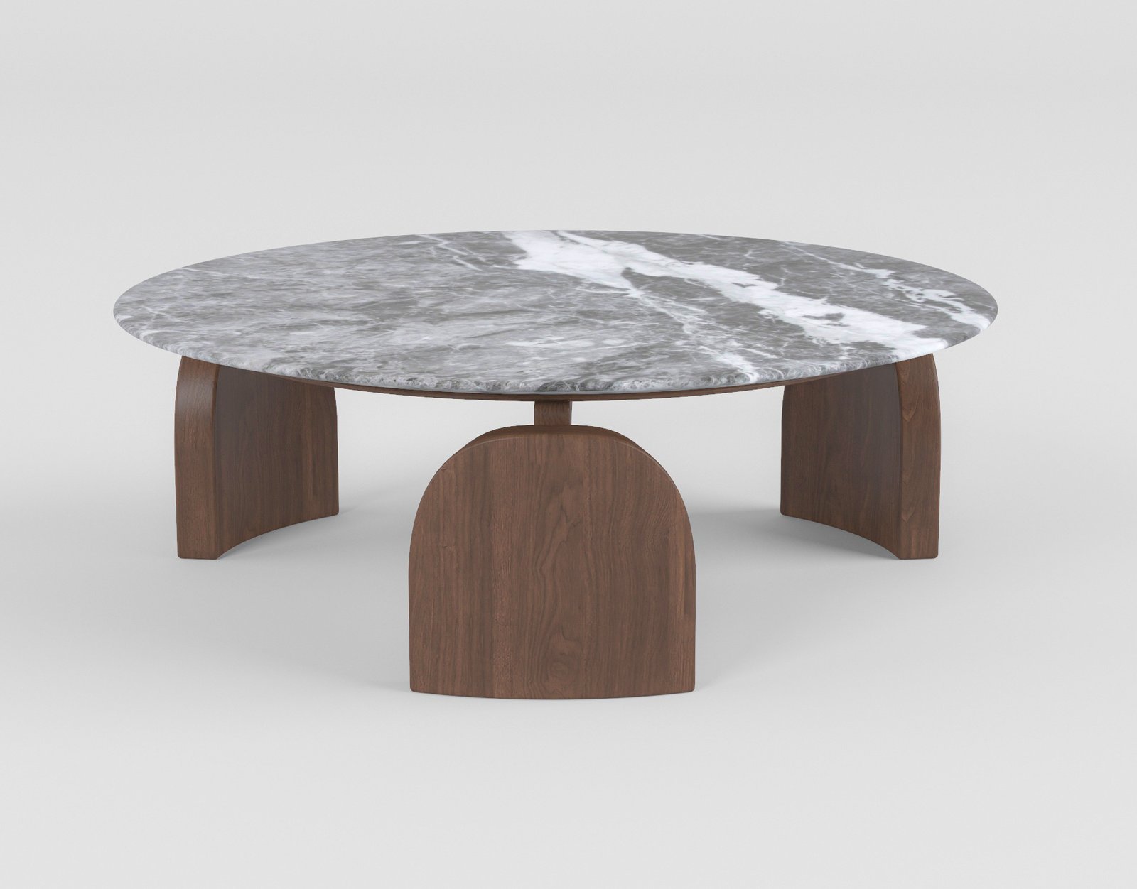 Coffee table in misty rain grey finish, front view