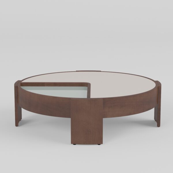 Lacquer Glass Table Front View Coffee table in lacquer and glass finish, front view