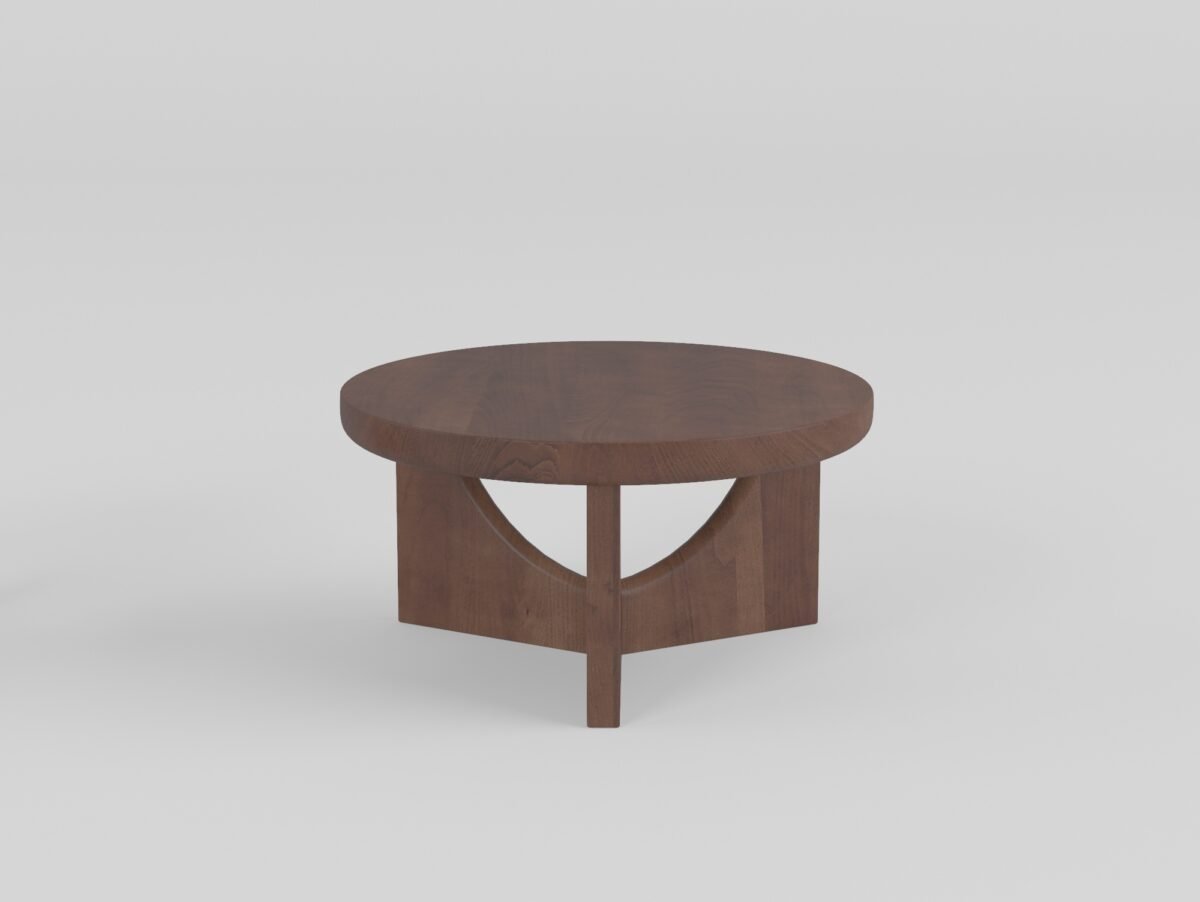 Large coffee table in wood surface finish, front view