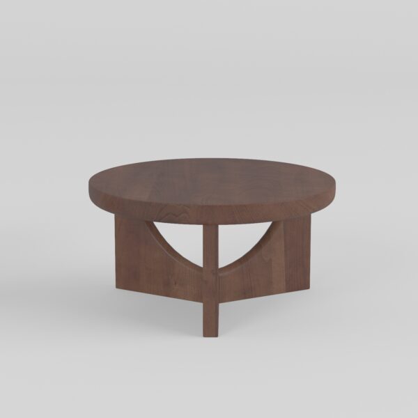 Large coffee table in wood surface finish, front view