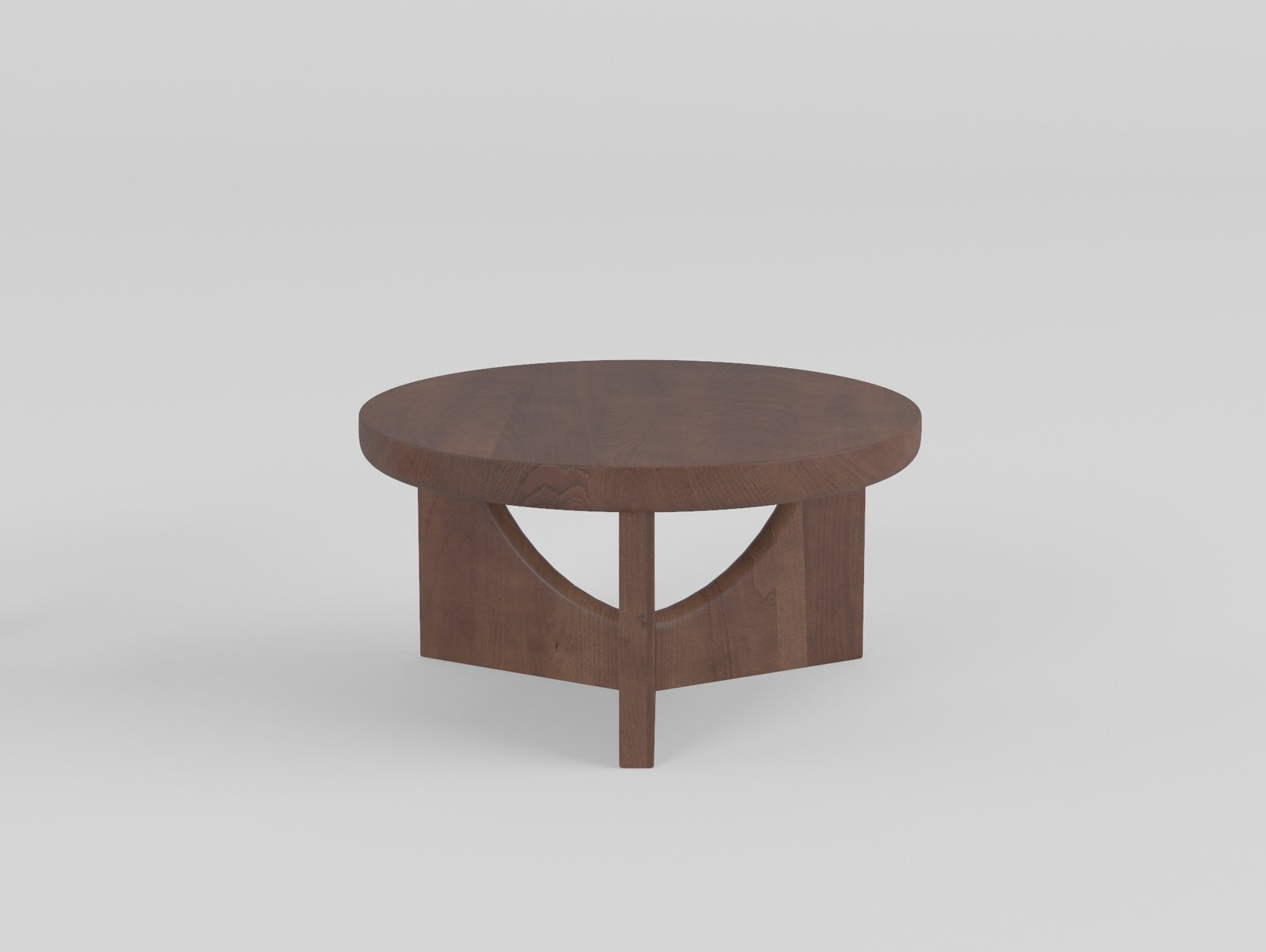 Large coffee table in wood surface finish, front view