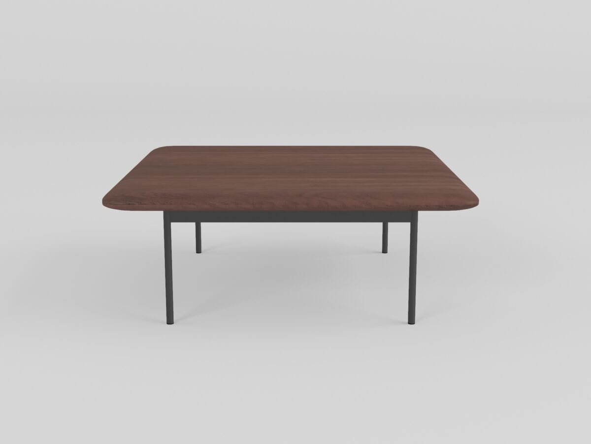 Coffee table in wood surface finish, front view