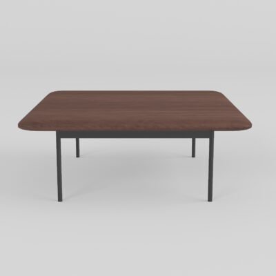 Coffee table in wood surface finish, front view