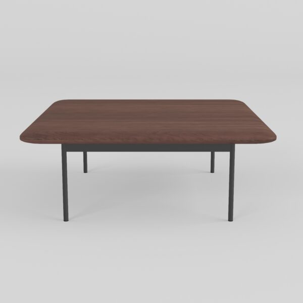 Wood Steel Table Front View Coffee table in wood surface finish, front view