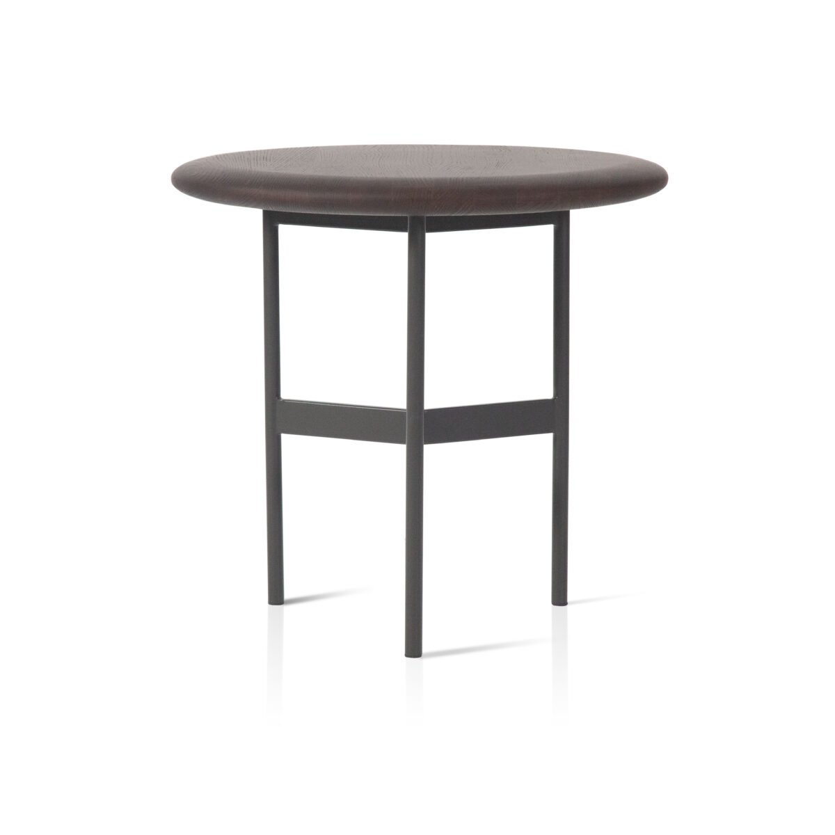 Small coffee table in wood surface finish, side view