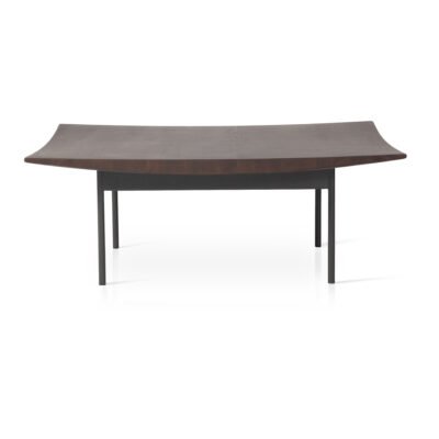 Coffee table in wood surface finish, side view