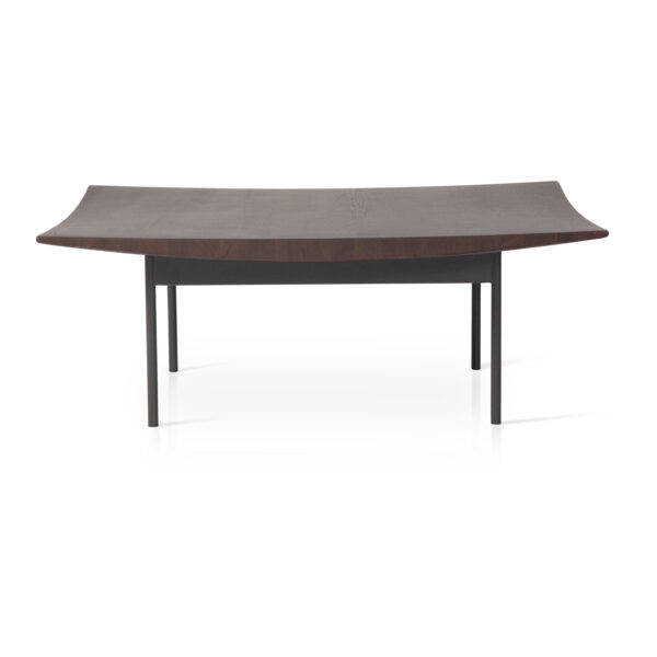 Coffee table in wood surface finish, side view
