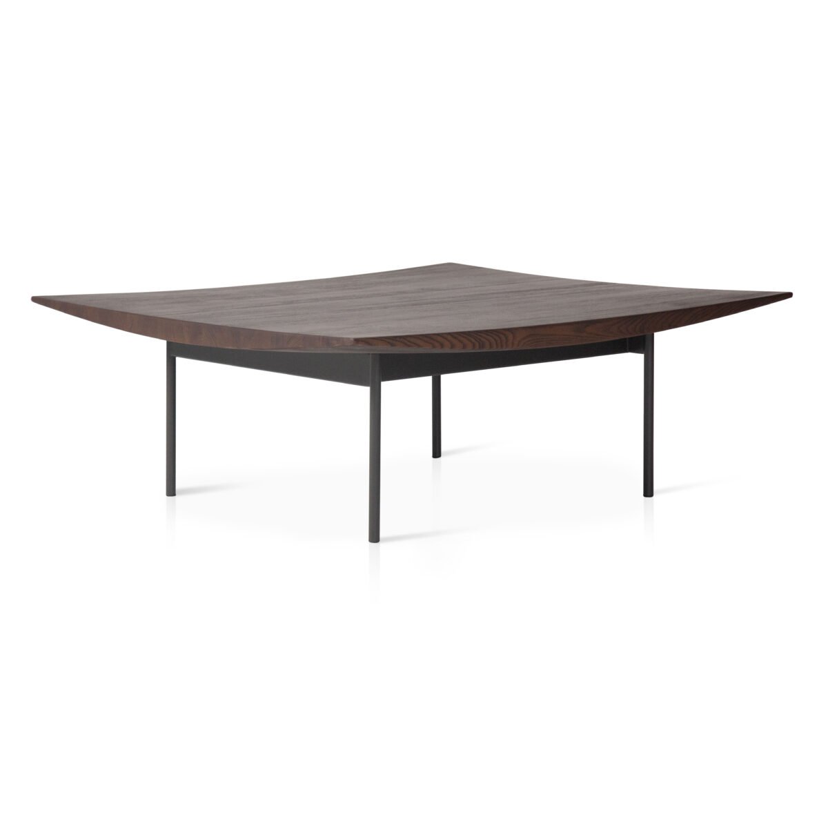 Coffee table in wood surface finish, front view