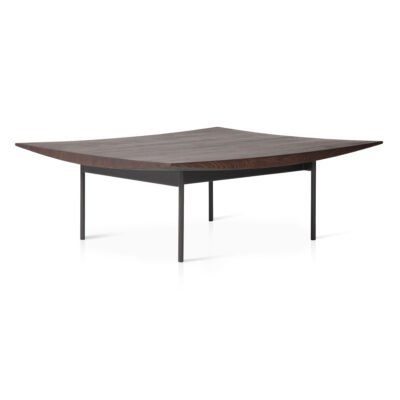 Coffee table in wood surface finish, front view