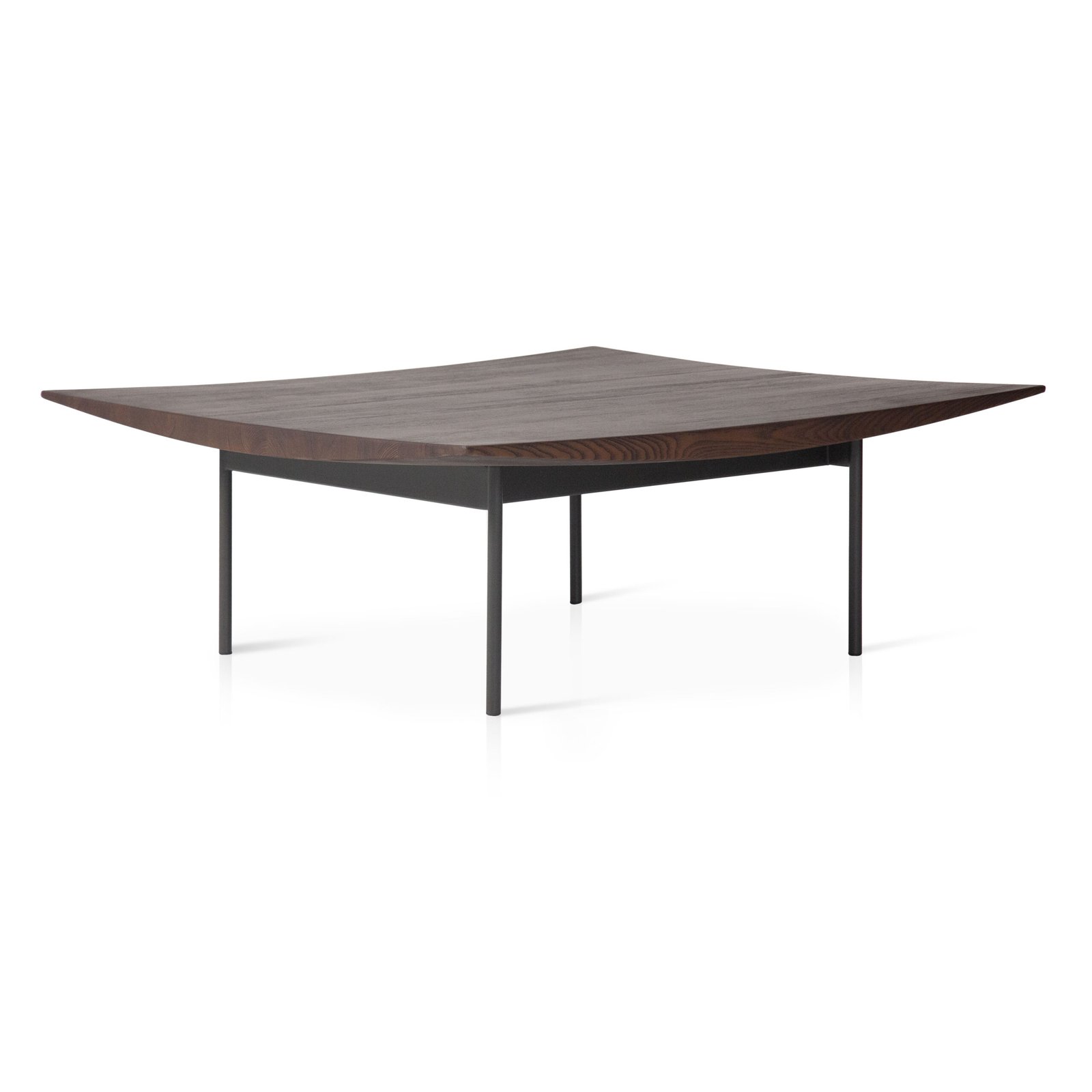 Coffee table in wood surface finish, front view