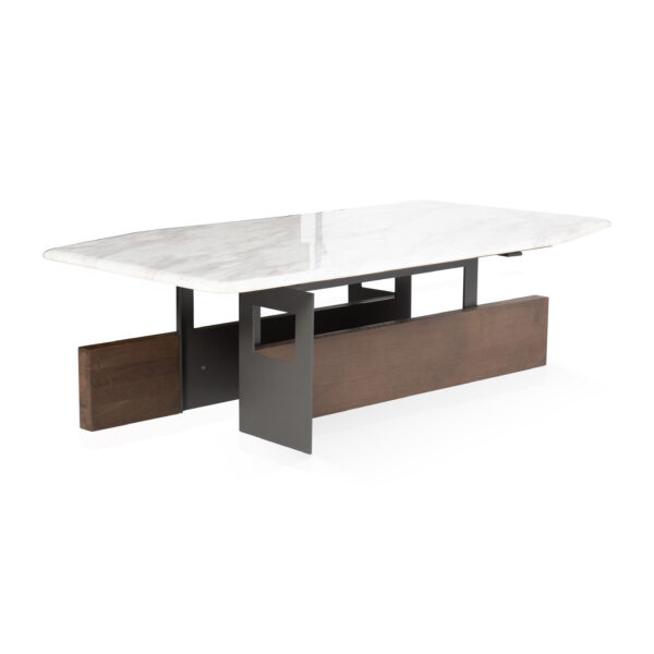 Coffee table in Jazz White finish, side view