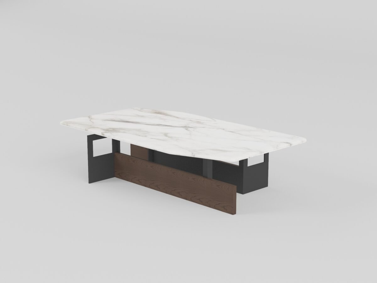 Coffee table in Jazz White finish, detail view
