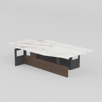 Coffee table in Jazz White finish, detail view
