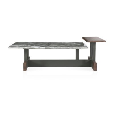 Coffee table in Misty Rain Grey finish, side view