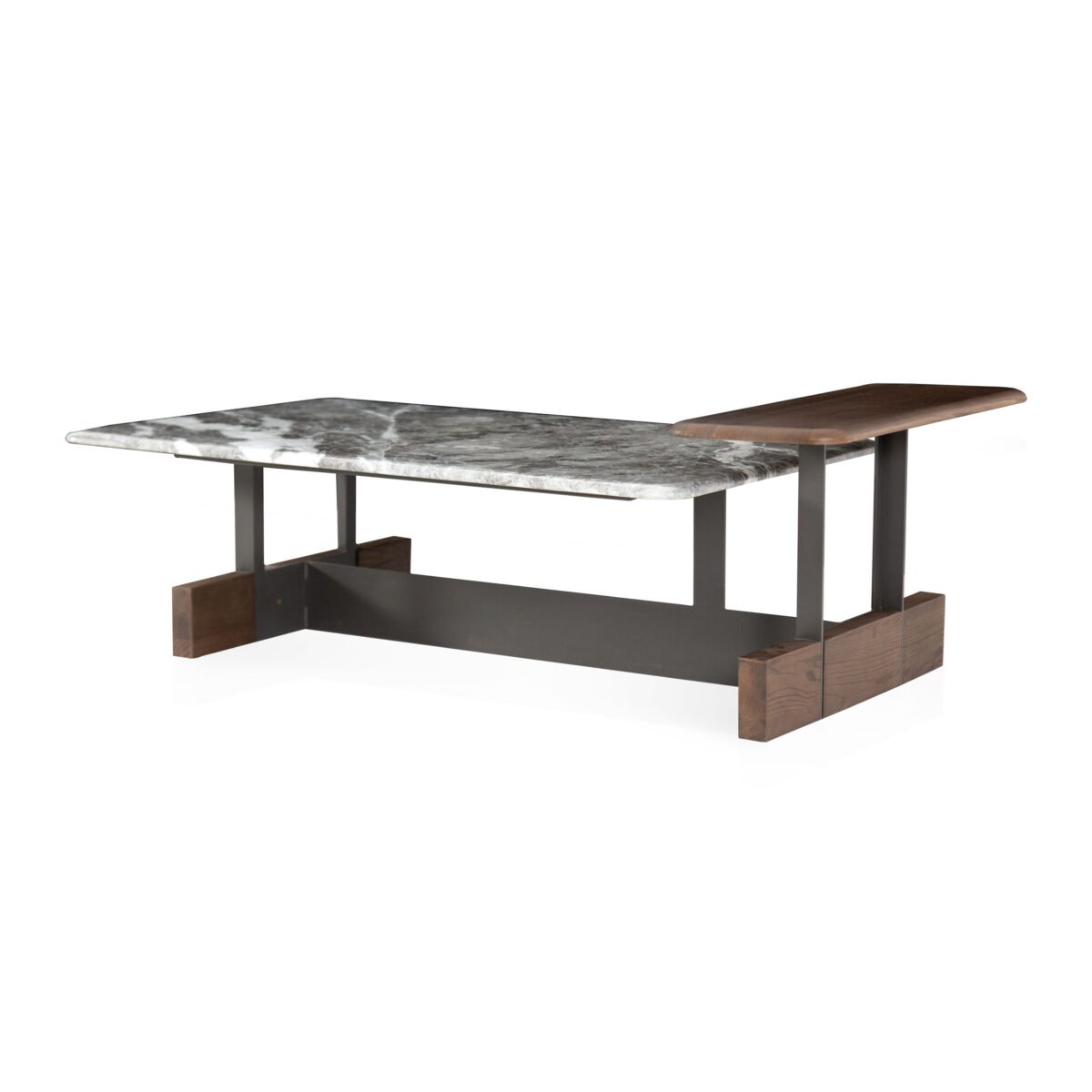 Coffee table in Misty Rain Grey finish, front view