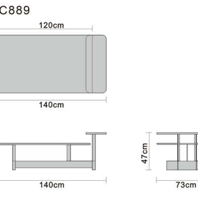 Coffee table line art on white background