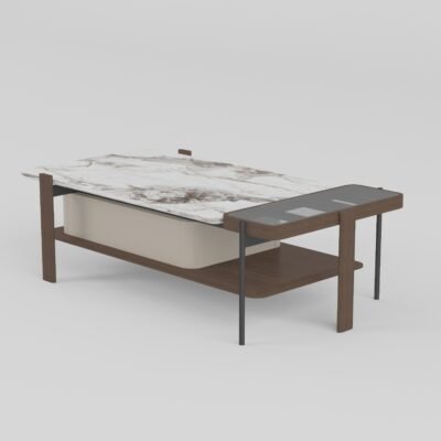 Coffee table in agarwood ink finish, detail view