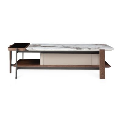 Coffee table in agarwood ink finish, front view