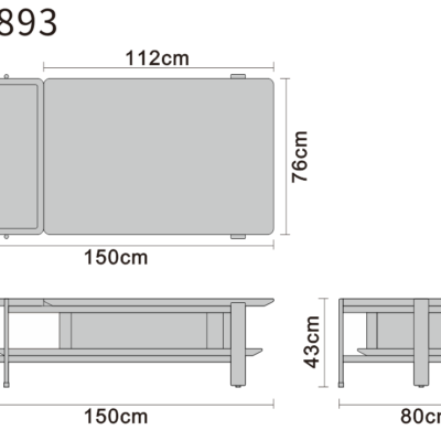 Coffee table line art on white background, version one