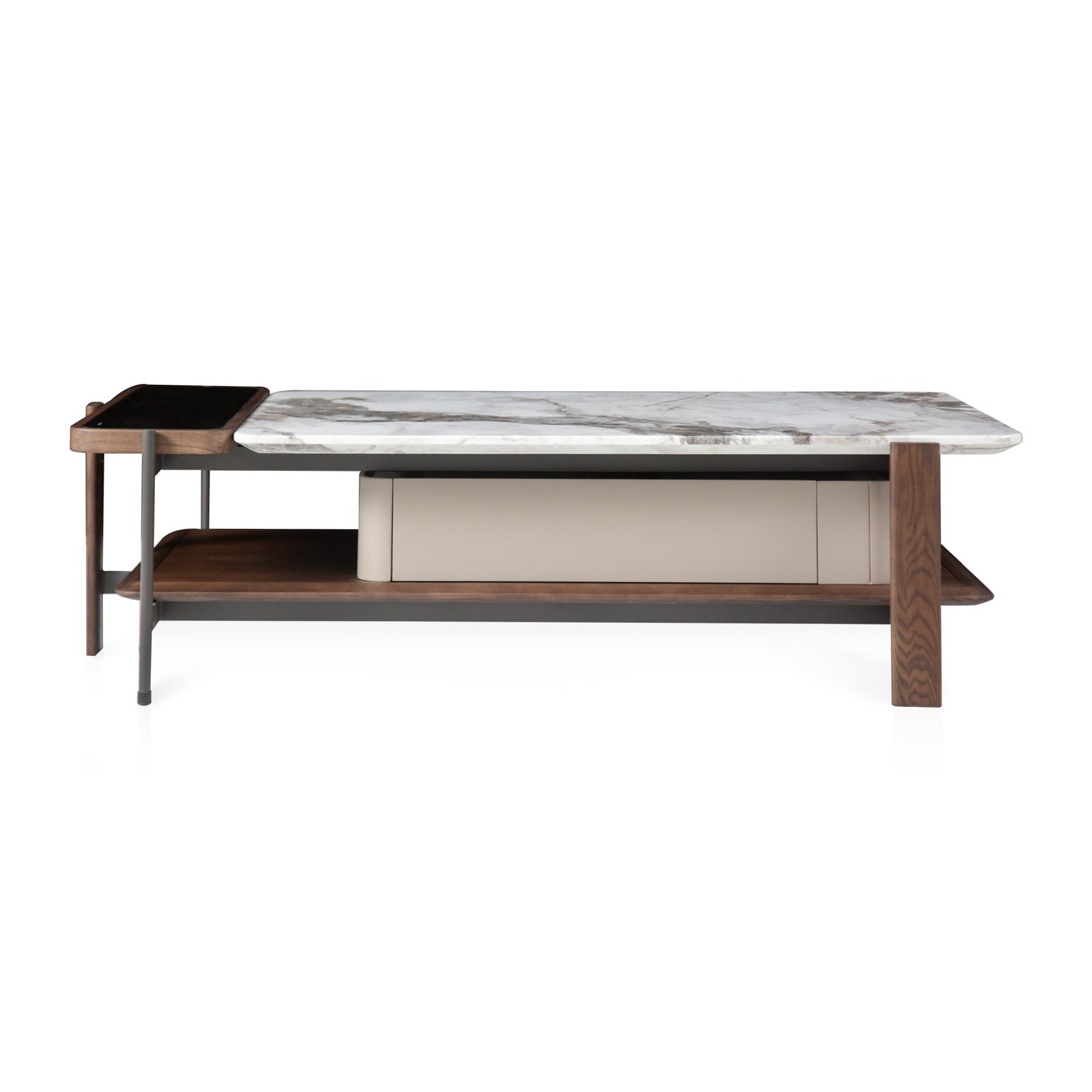 Coffee table in agarwood ink finish, front view