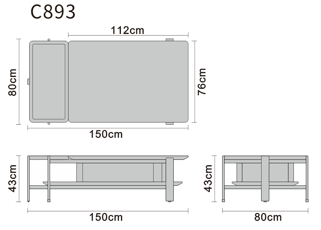 Coffee table line art on white background, version one