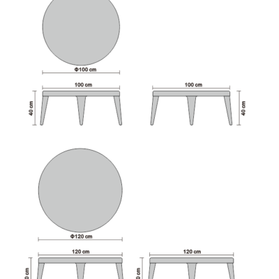 Round table line art on white background