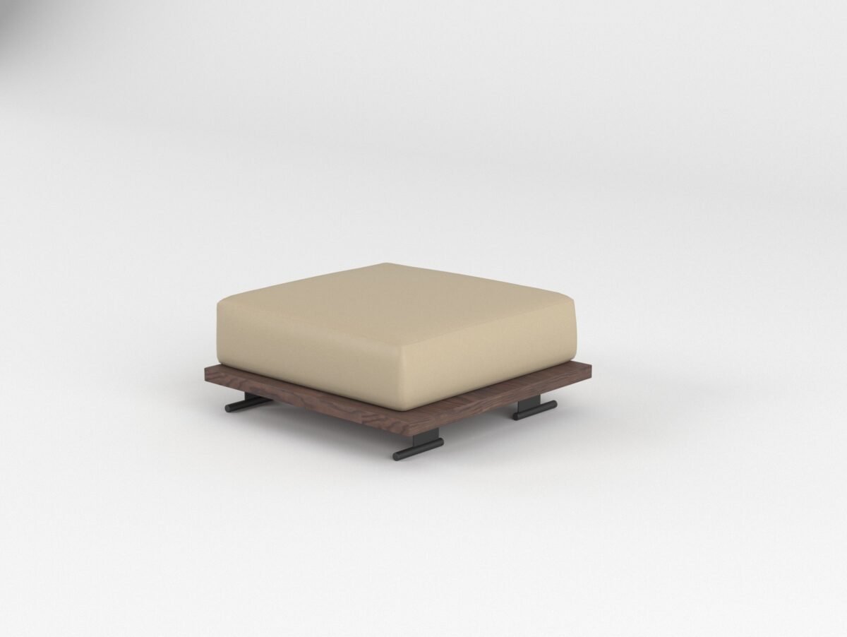Deep seat modular sofa rectangular ottoman 800x1060x400mm in sandy beige cowhide — contract lounge footrest
