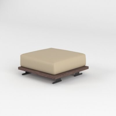 Deep seat modular sofa rectangular ottoman 800x1060x400mm in sandy beige cowhide — contract lounge footrest