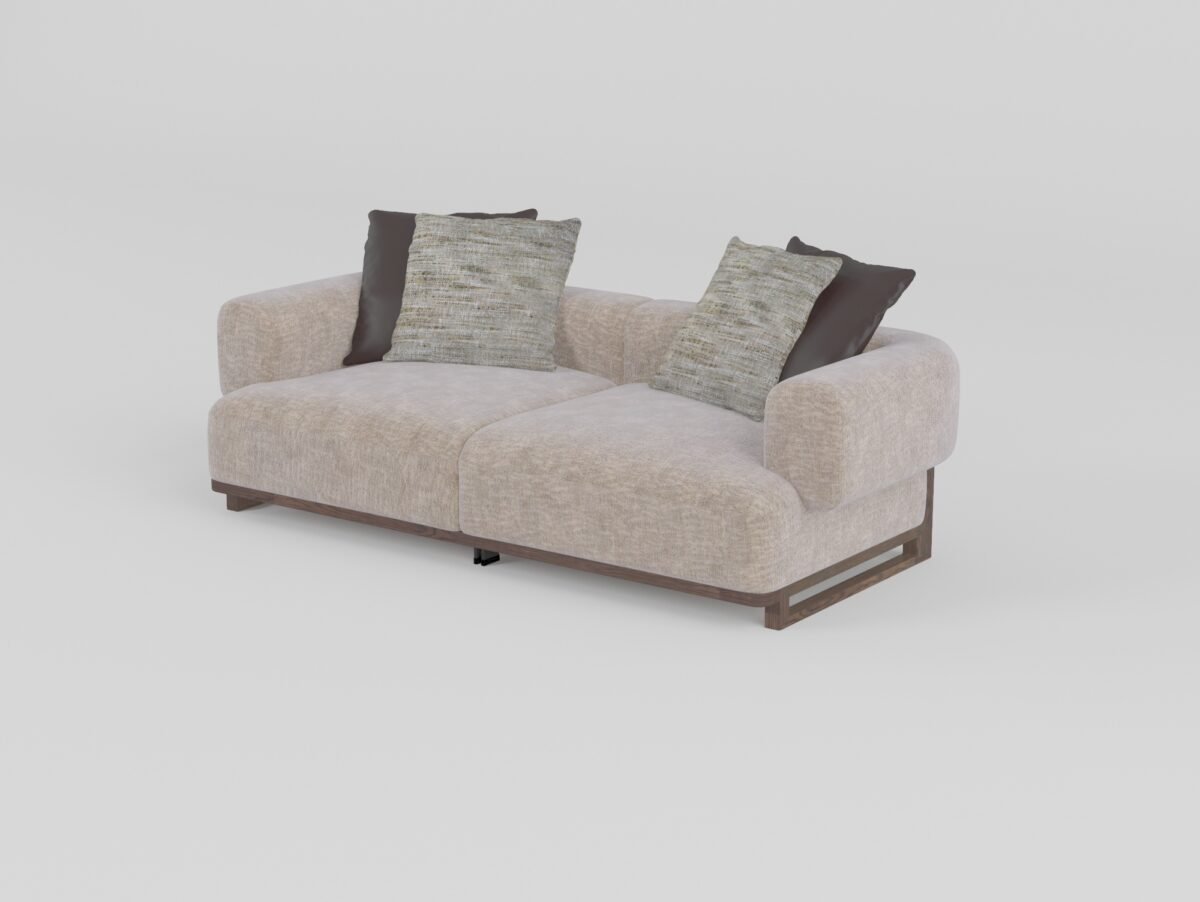 Cowhide and linen modular sofa right-arm single seat 1150x1060x680mm BY219 colourway modular end unit