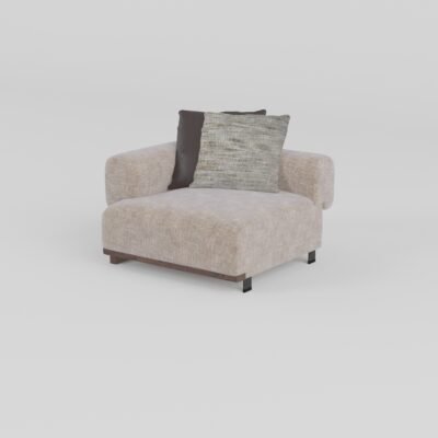 Cowhide and linen modular sofa right-arm single seat BY219 colourway alternate angle view contract seating
