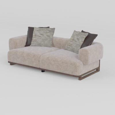 Cowhide and linen modular sofa right-arm single seat 1150x1060x680mm BY219 colourway modular end unit
