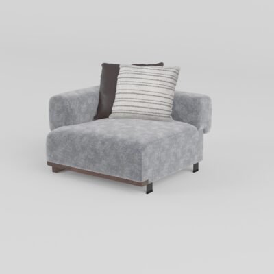 Cowhide and linen modular sofa right-arm single seat 1150x1060x680mm BY220 colourway modular end unit