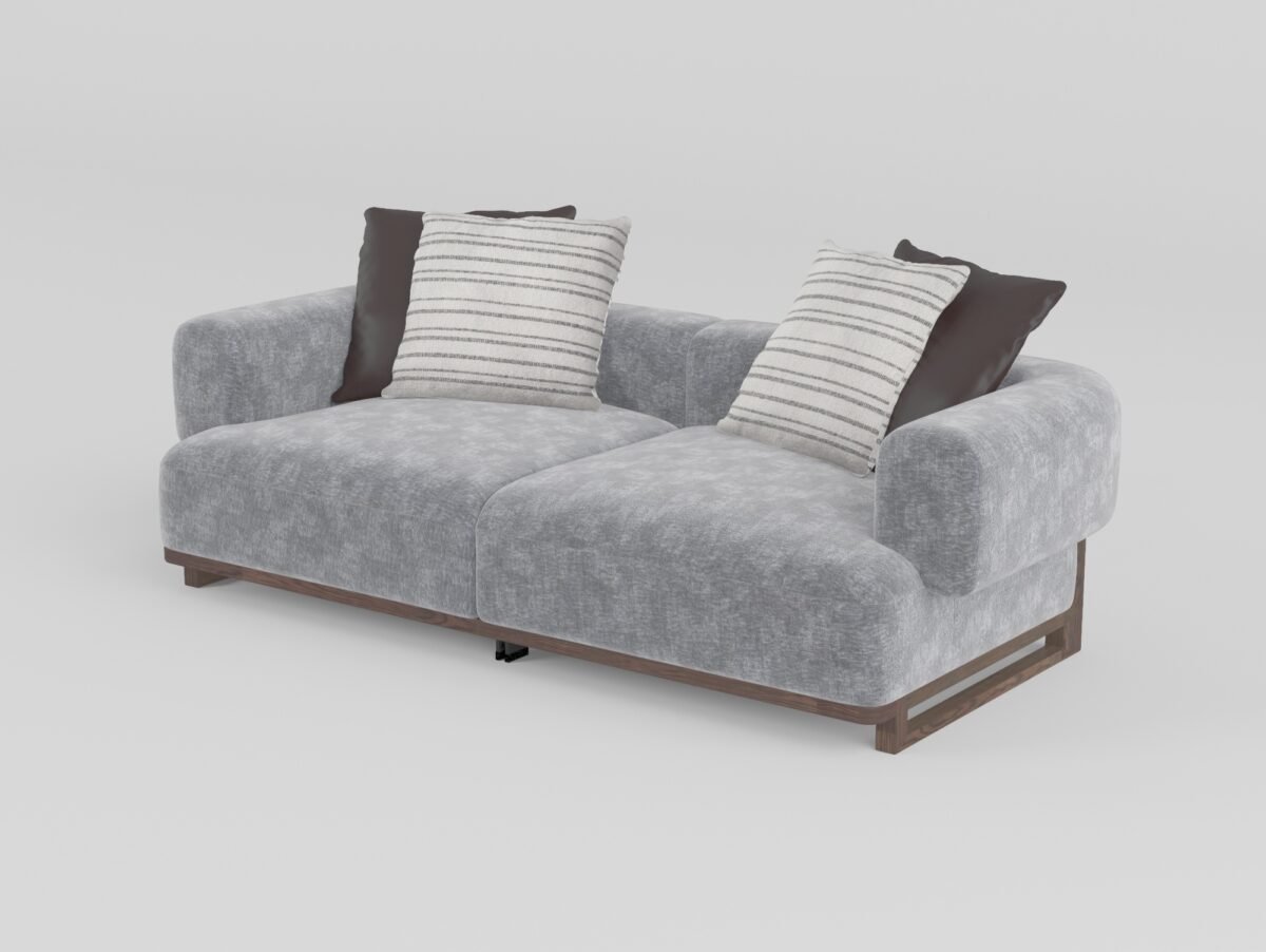 Cowhide and linen modular sofa three-seater with armrests BY220 colourway 2300x1060x680mm standard configuration