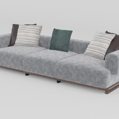 Cowhide and linen modular sofa four-seater with armrests BY220 colourway 3100x1060x680mm contract seating