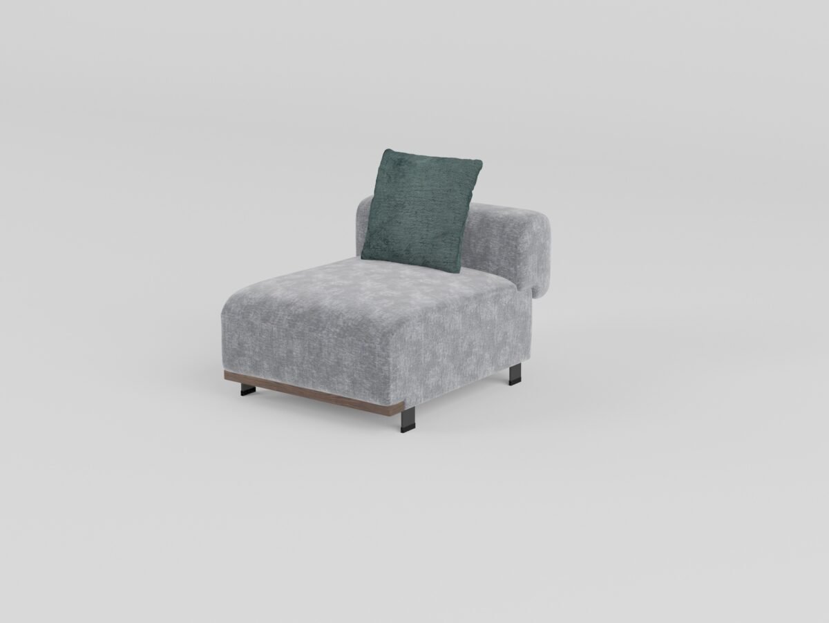 Cowhide and linen modular sofa armless single seat unit 800x1060x680mm BY220 colourway modular building block