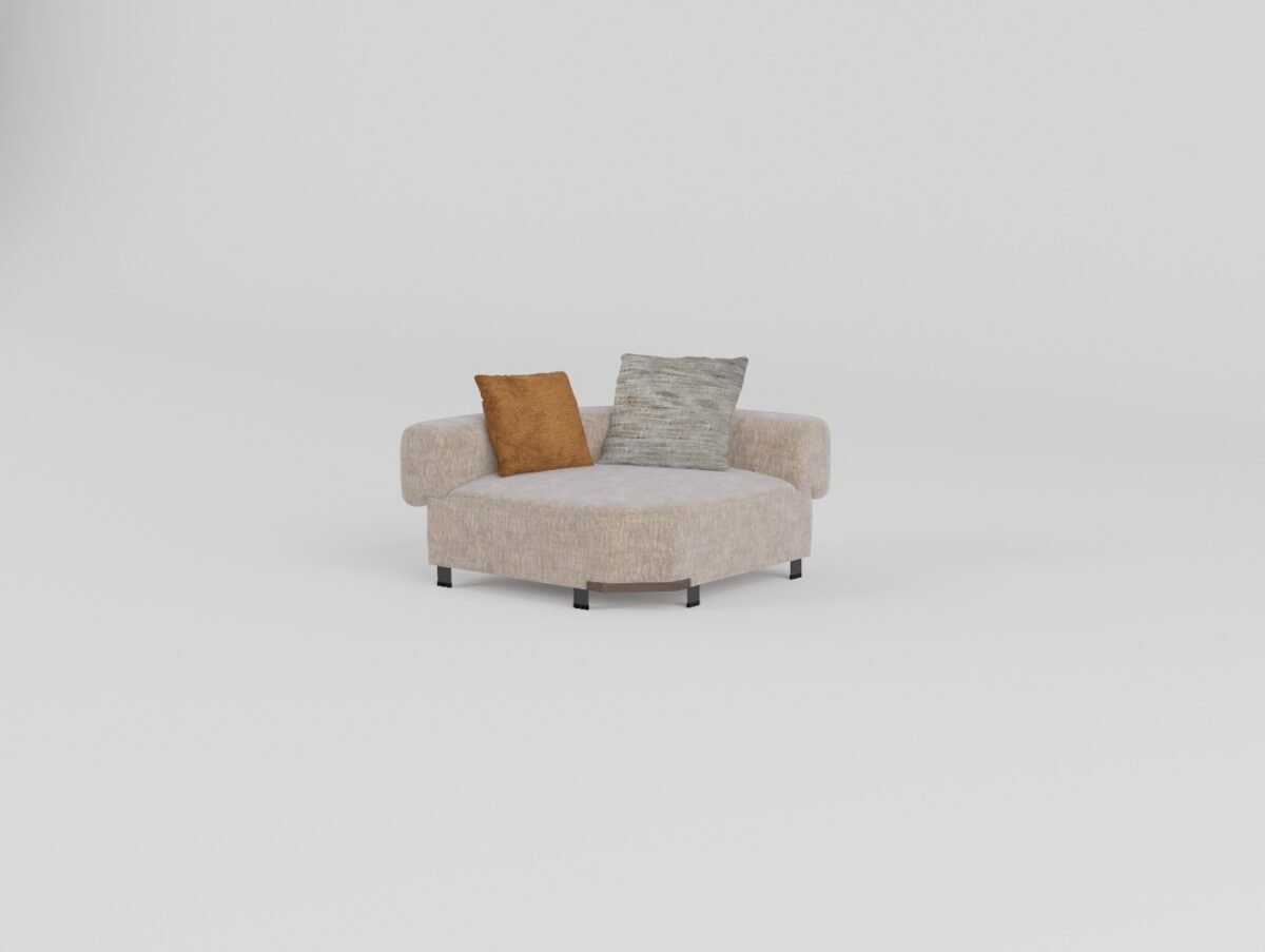 Cowhide and linen modular sofa corner unit 1150x1150x680mm BY219 colourway L-shape modular connector
