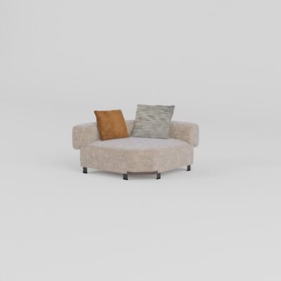 Cowhide and linen modular sofa corner unit 1150x1150x680mm BY219 colourway L-shape modular connector