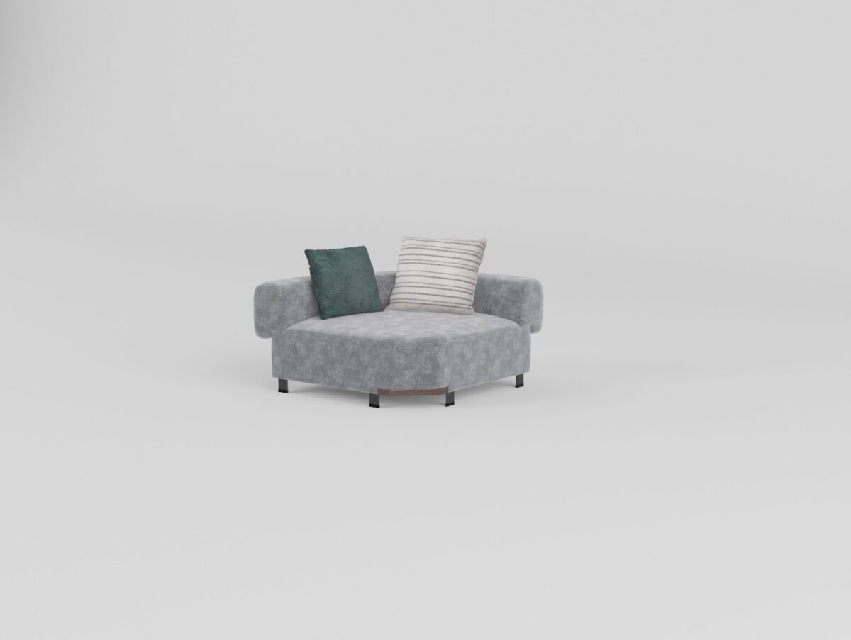 Cowhide and linen modular sofa corner unit 1150x1150x680mm BY220 colourway L-shape connector