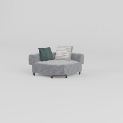 Cowhide and linen modular sofa corner unit 1150x1150x680mm BY220 colourway L-shape connector