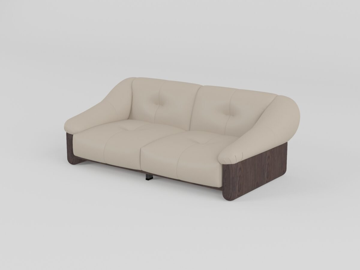 top grain leather sofa ash wood frame 3-seater dual armrest full span 2230mm view