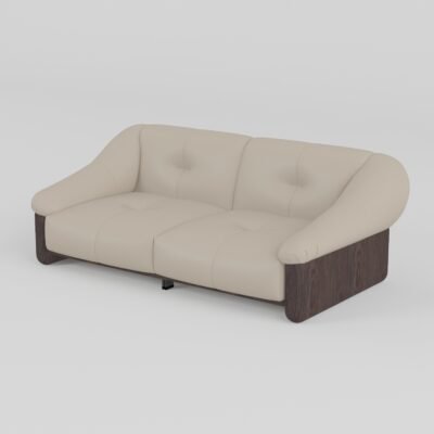 top grain leather sofa ash wood frame 3-seater dual armrest full span 2230mm view