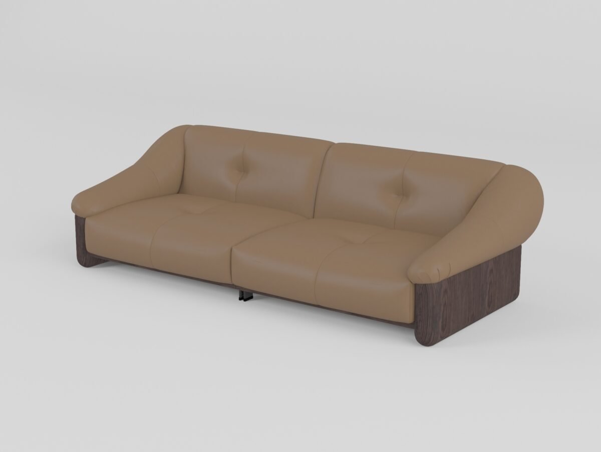 wide seat cowhide sofa ash wood 4-seater armrest seat depth 1130mm profile contract