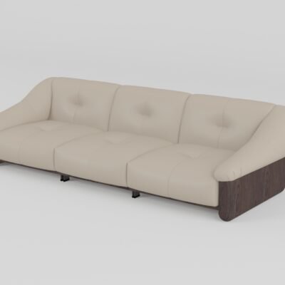 top grain leather sofa ash wood frame 4-seater dual armrest 3050mm contract scale
