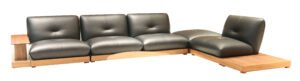 Armless Modular Sofa with Coffee Table | Ash Wood and Cowhide 1 H 609 双扶4边几木扶踏无扶单 副本