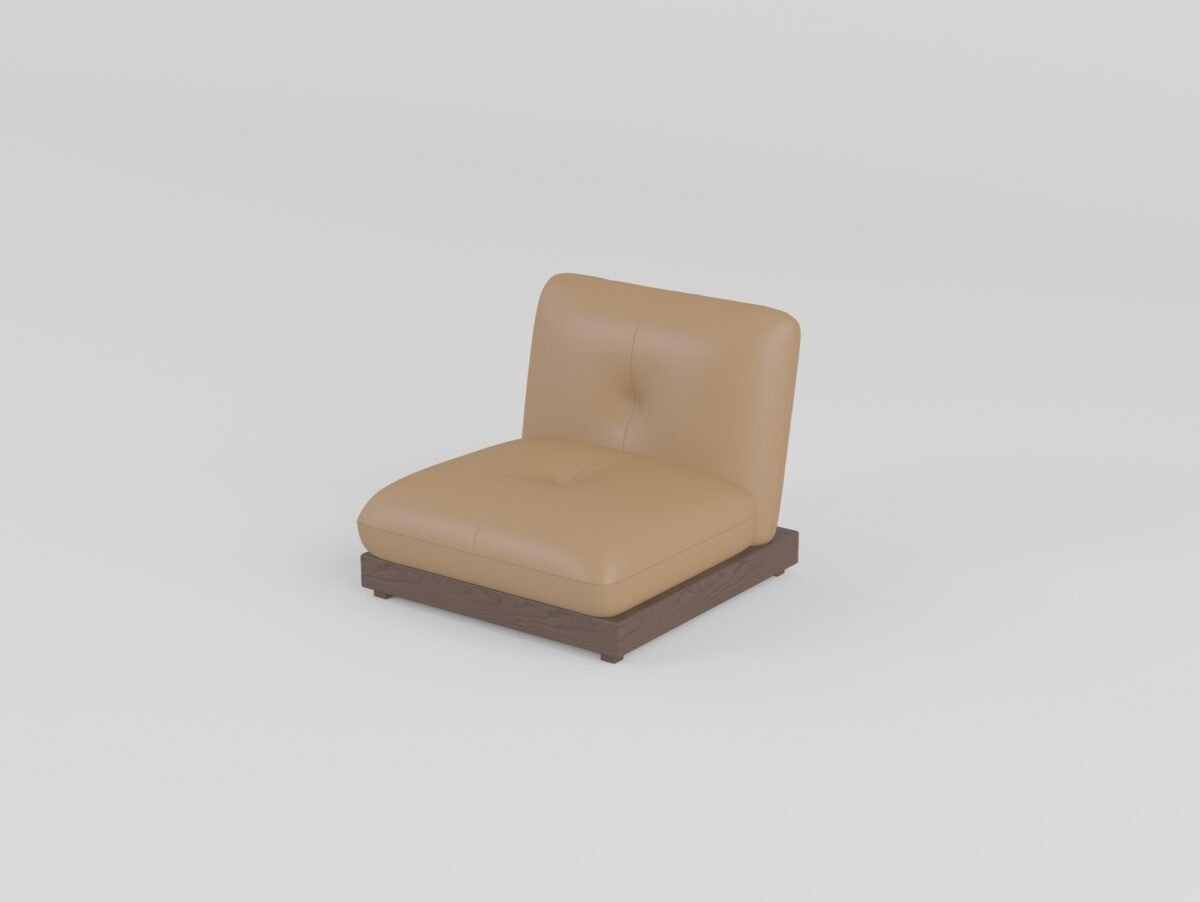 Armless modular sofa with coffee table armless single seat unit 100x108x80cm cowhide ash wood base