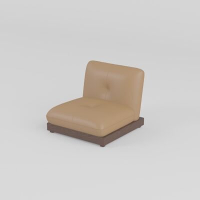 Armless modular sofa with coffee table armless single seat unit 100x108x80cm cowhide ash wood base